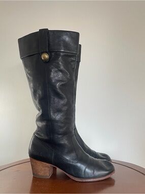 Coach Women’s Fayth Tall Leather Block Heel Riding Boots | US 9.5